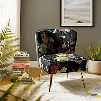 Black Floral Amata Accent Chair