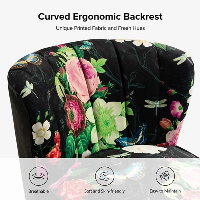 Black Floral Amata Accent Chair