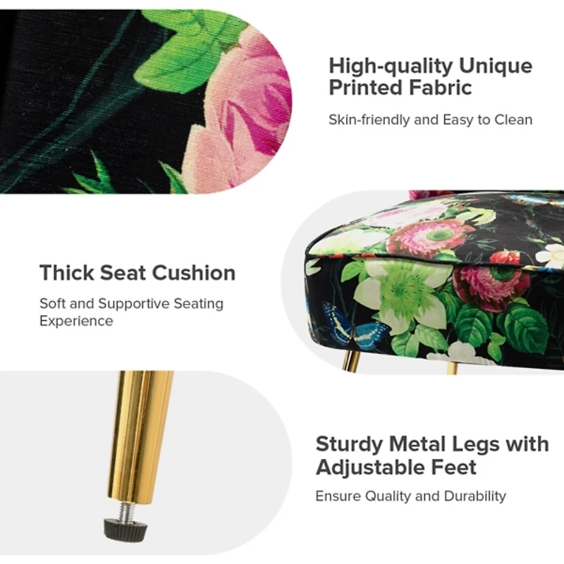 Black Floral Amata Accent Chair