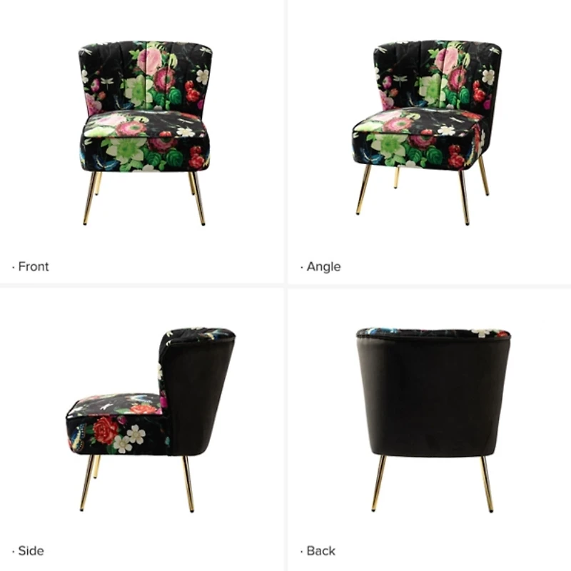 Black Floral Amata Accent Chair