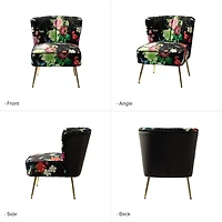 Black Floral Amata Accent Chair