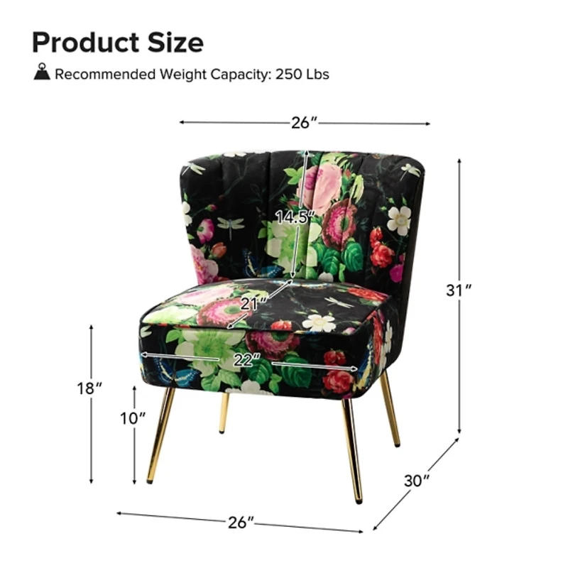 Black Floral Amata Accent Chair