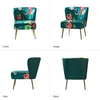 Teal Floral Amata Accent Chair