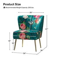Teal Floral Amata Accent Chair