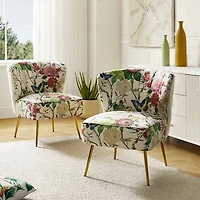 Ivory Floral Amata Accent Chair