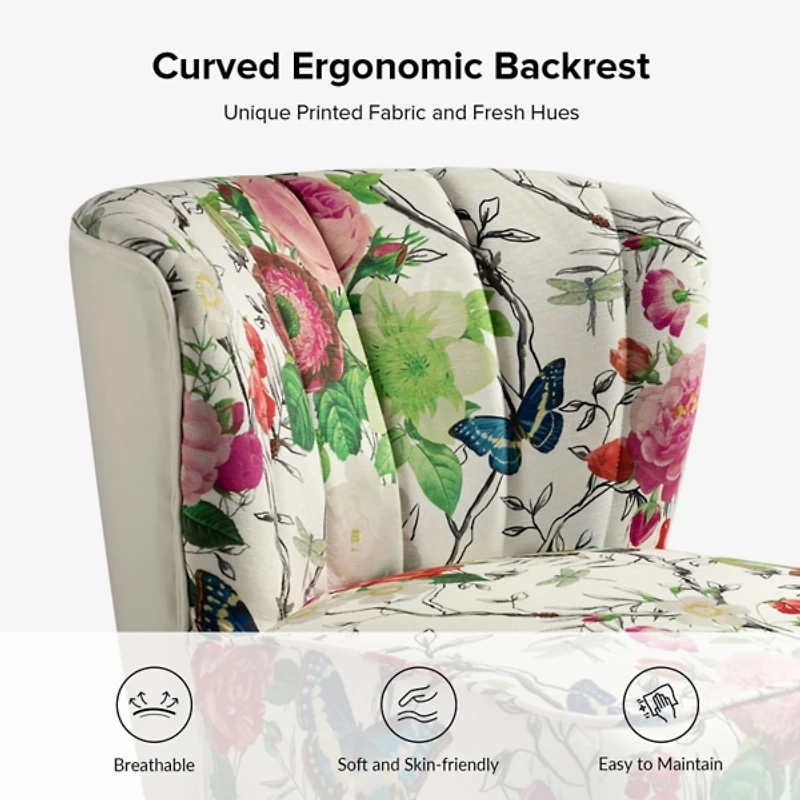 Ivory Floral Amata Accent Chair