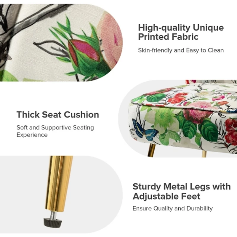 Ivory Floral Amata Accent Chair