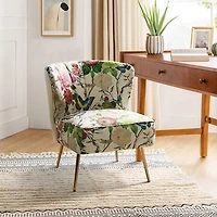 Ivory Floral Amata Accent Chair