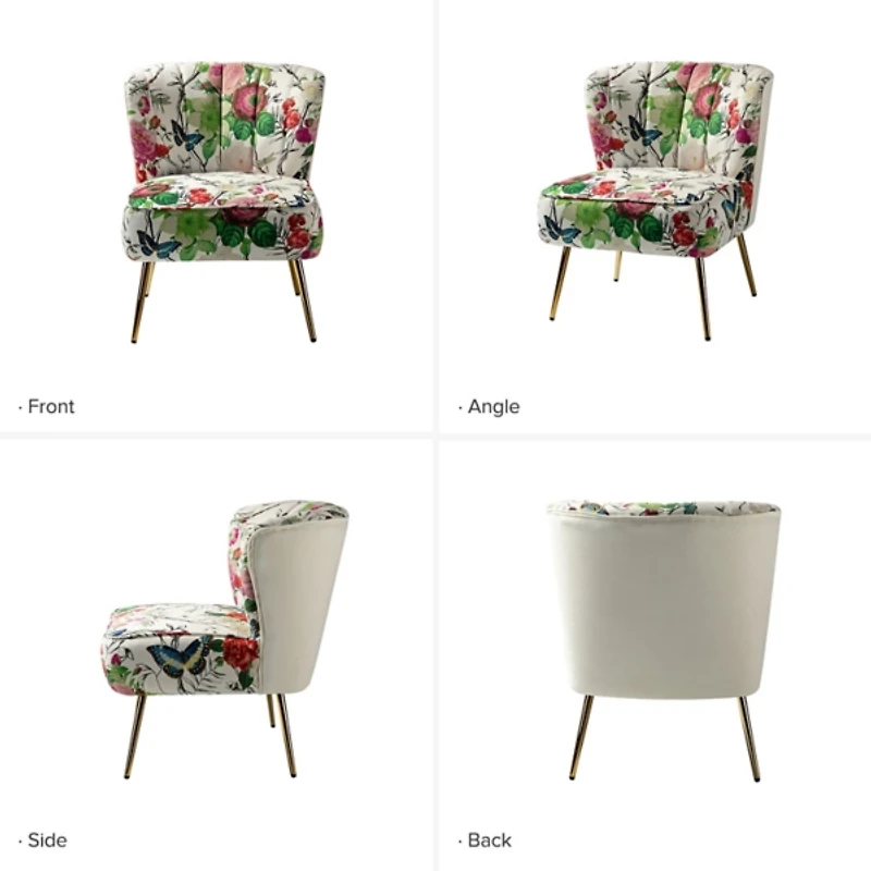 Ivory Floral Amata Accent Chair