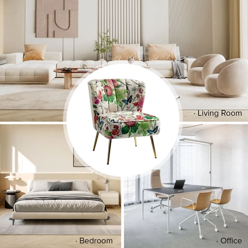 Ivory Floral Amata Accent Chair