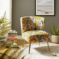 Yellow Floral Amata Accent Chair