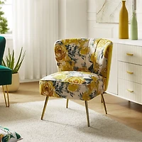 Yellow Floral Amata Accent Chair