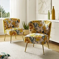 Yellow Floral Amata Accent Chair