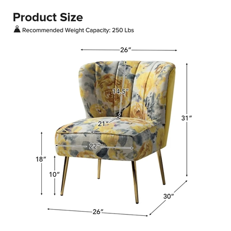 Yellow Floral Amata Accent Chair