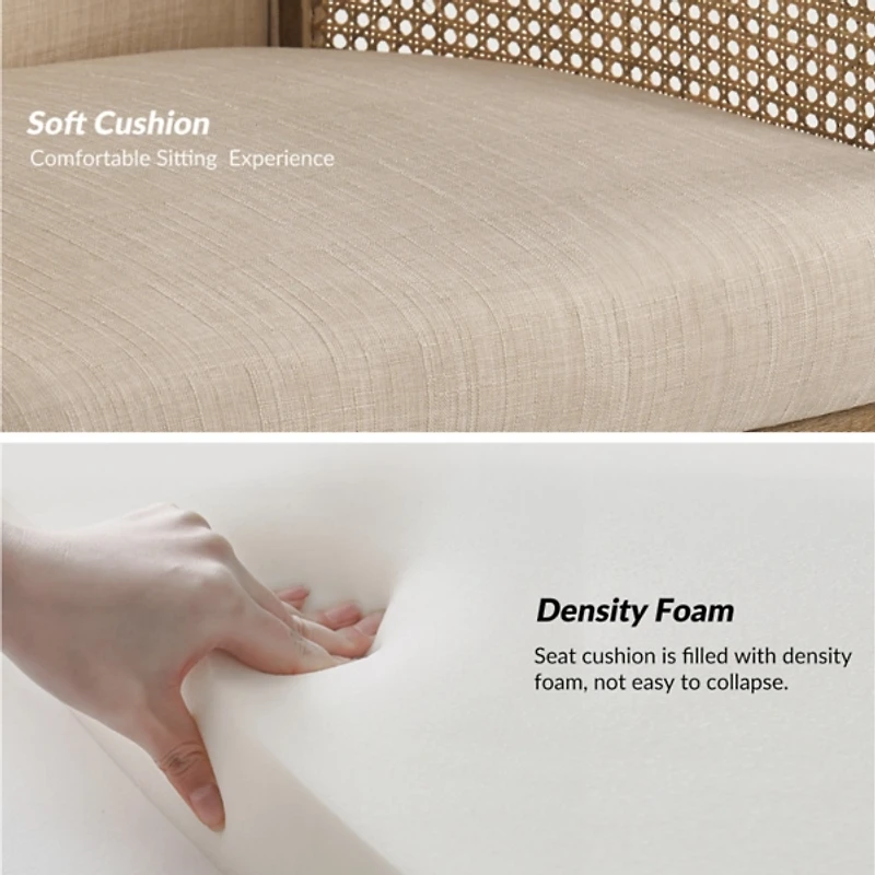 Linen & Rattan Solid Wood Xaver Accent Chair