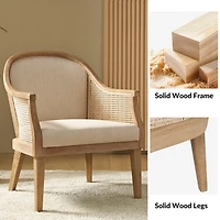 Linen & Rattan Solid Wood Xaver Accent Chair