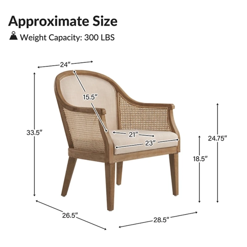 Linen & Rattan Solid Wood Xaver Accent Chair