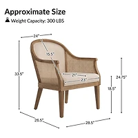 Linen & Rattan Solid Wood Xaver Accent Chair