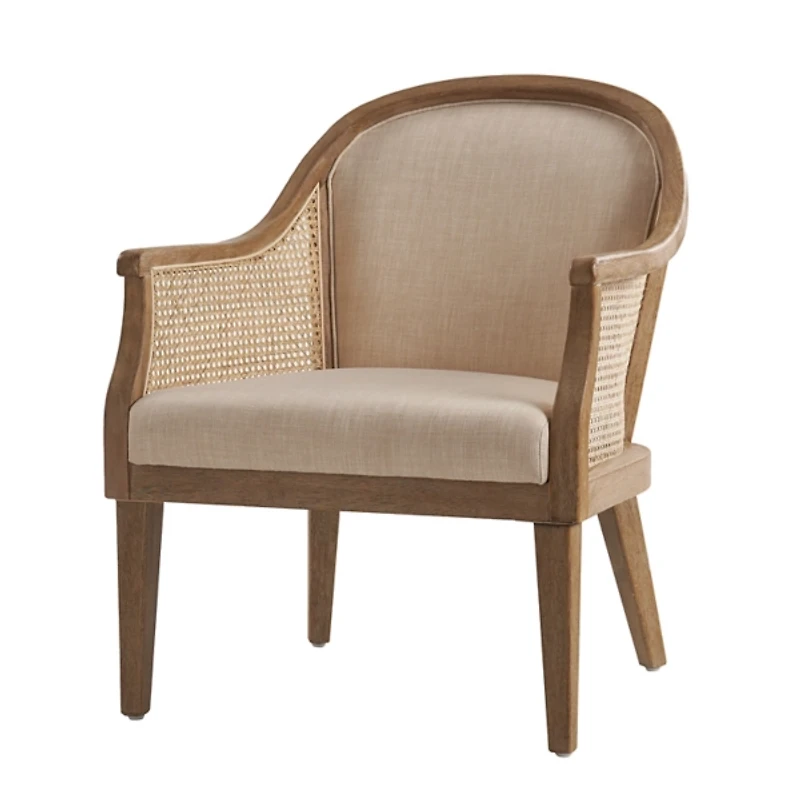 Linen & Rattan Solid Wood Xaver Accent Chair