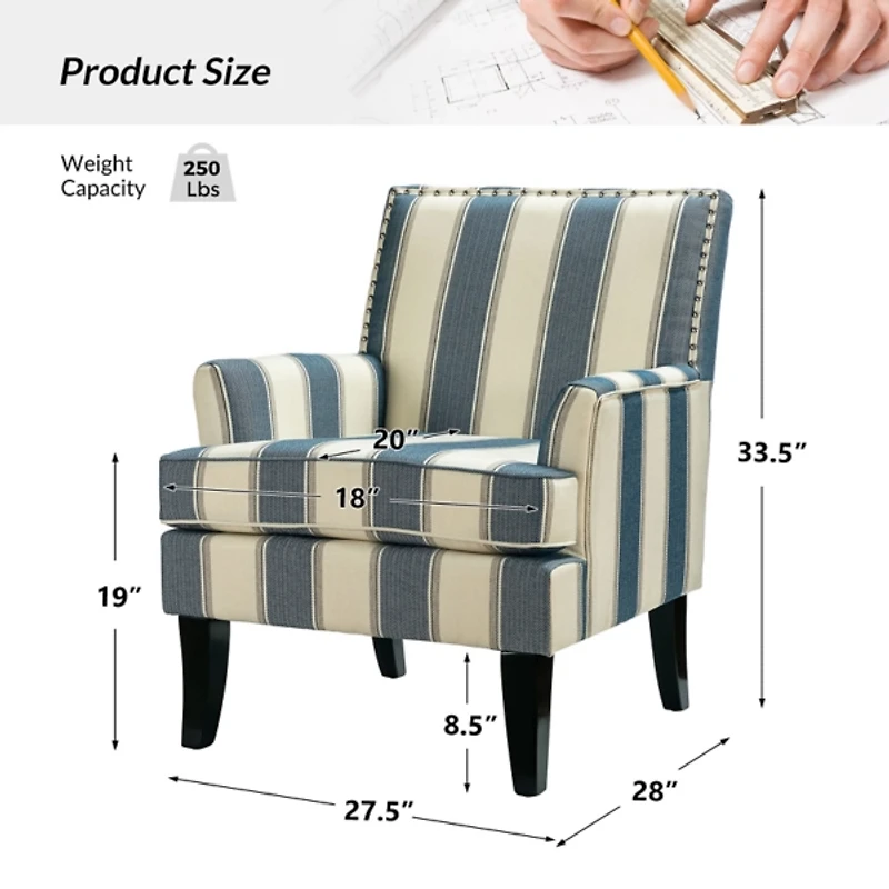 Striped Upholstered Herrera Armchair