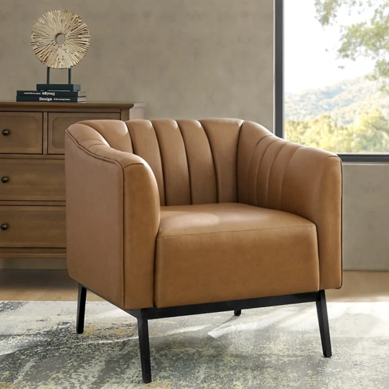Camel Faux Leather Alfons Accent Chair