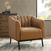 Camel Faux Leather Alfons Accent Chair