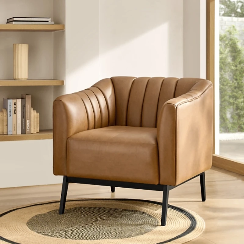 Camel Faux Leather Alfons Accent Chair