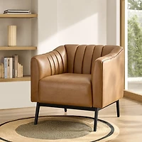 Camel Faux Leather Alfons Accent Chair
