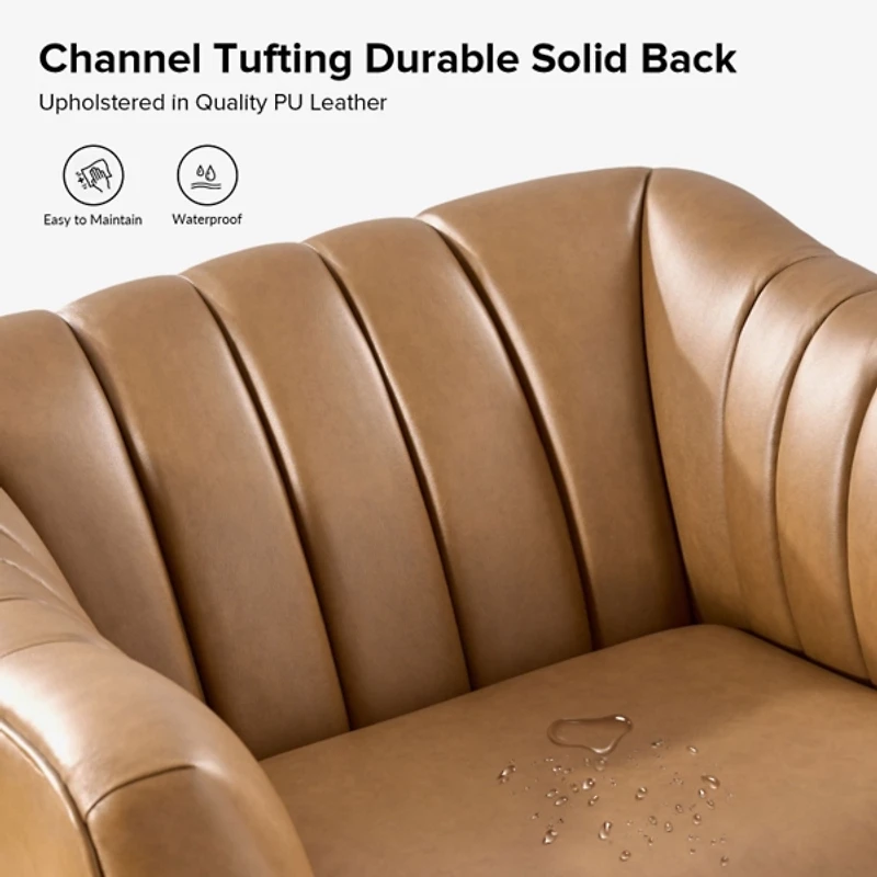 Camel Faux Leather Alfons Accent Chair