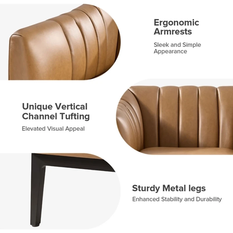 Camel Faux Leather Alfons Accent Chair