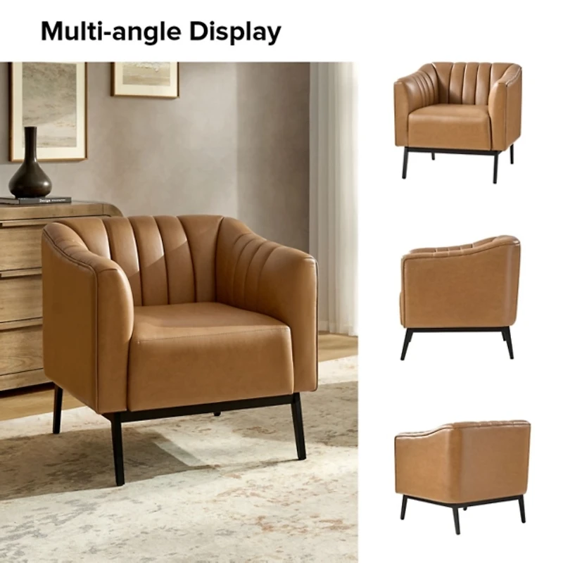 Camel Faux Leather Alfons Accent Chair