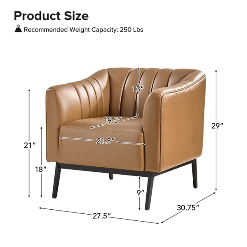 Camel Faux Leather Alfons Accent Chair