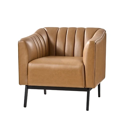 Camel Faux Leather Alfons Accent Chair