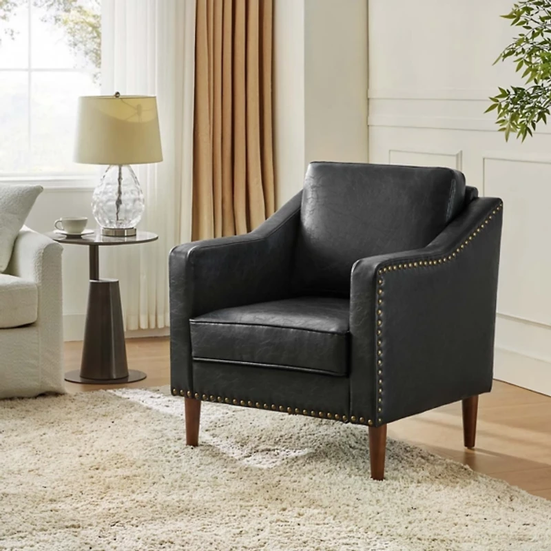 Black Faux Leather Bonita Armchair