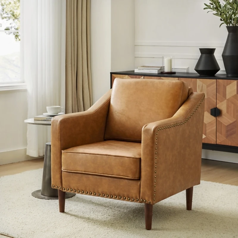 Camel Faux Leather Bonita Armchair