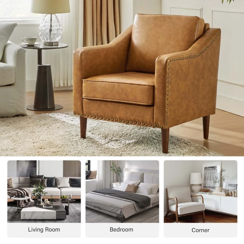 Camel Faux Leather Bonita Armchair