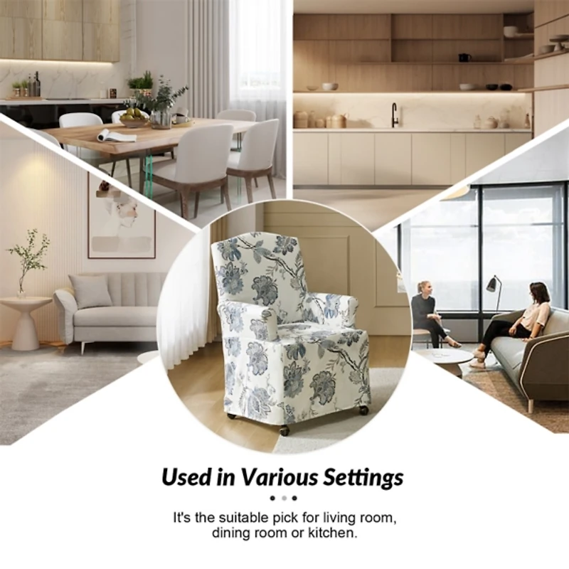 Blue Jacobean Slipcover Konrad Dining Chair