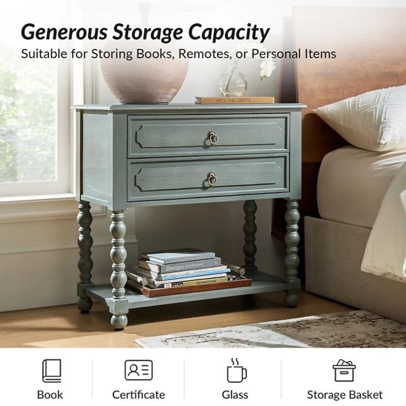 Blue Wood Gwen Charging End Table