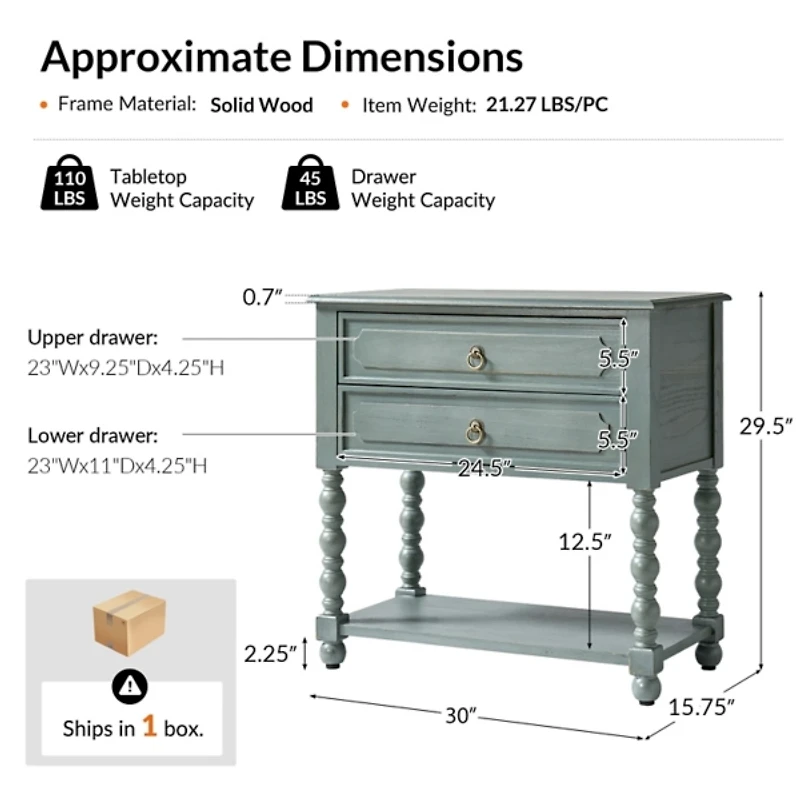 Blue Wood Gwen Charging End Table