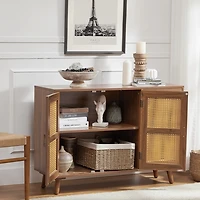 Wood and Rattan 3-Door Carlo Cabinet