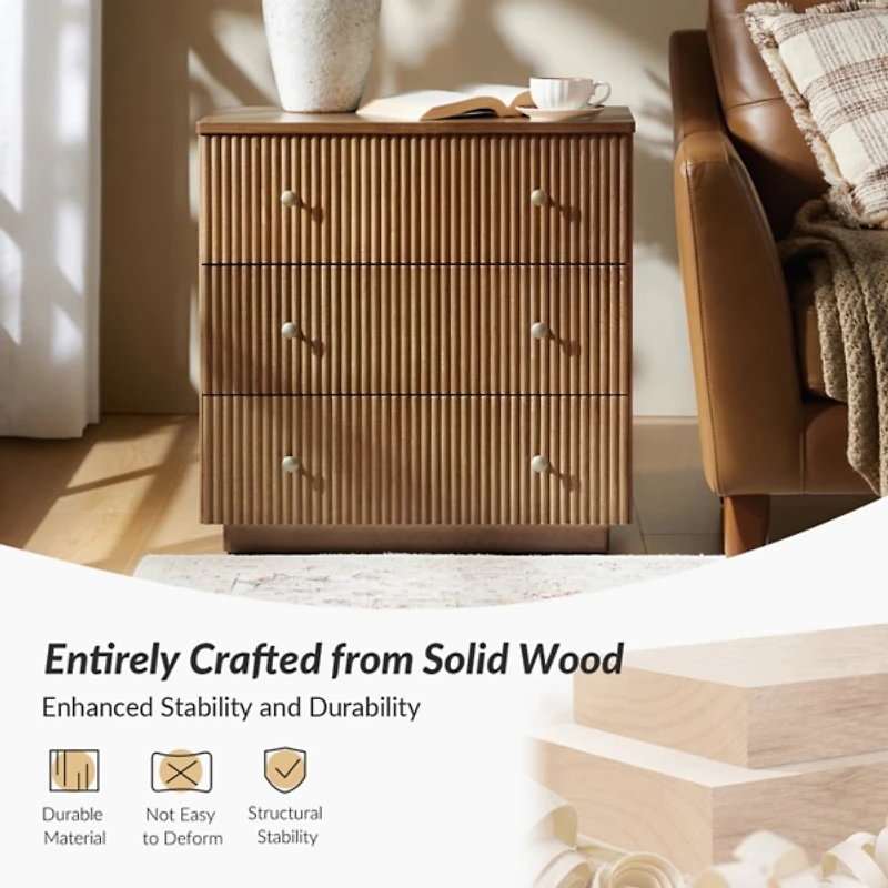 Acorn Brown 3-Drawer Albert Charging Nightstand