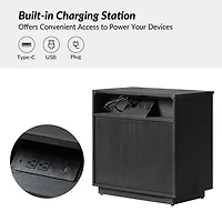 Charcoal 3-Drawer Albert Charging Nightstand