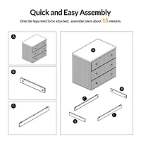 Charcoal 3-Drawer Albert Charging Nightstand