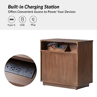 Walnut Brown 3-Drawer Albert Charging Nightstand