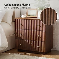 Walnut Brown 3-Drawer Albert Charging Nightstand