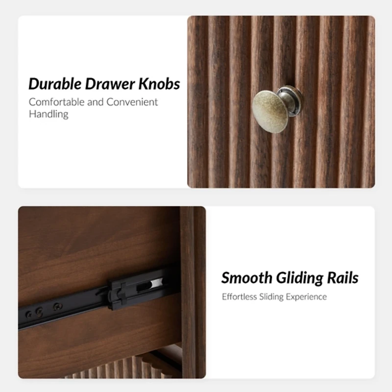 Walnut Brown 3-Drawer Albert Charging Nightstand