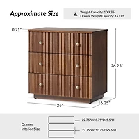 Walnut Brown 3-Drawer Albert Charging Nightstand