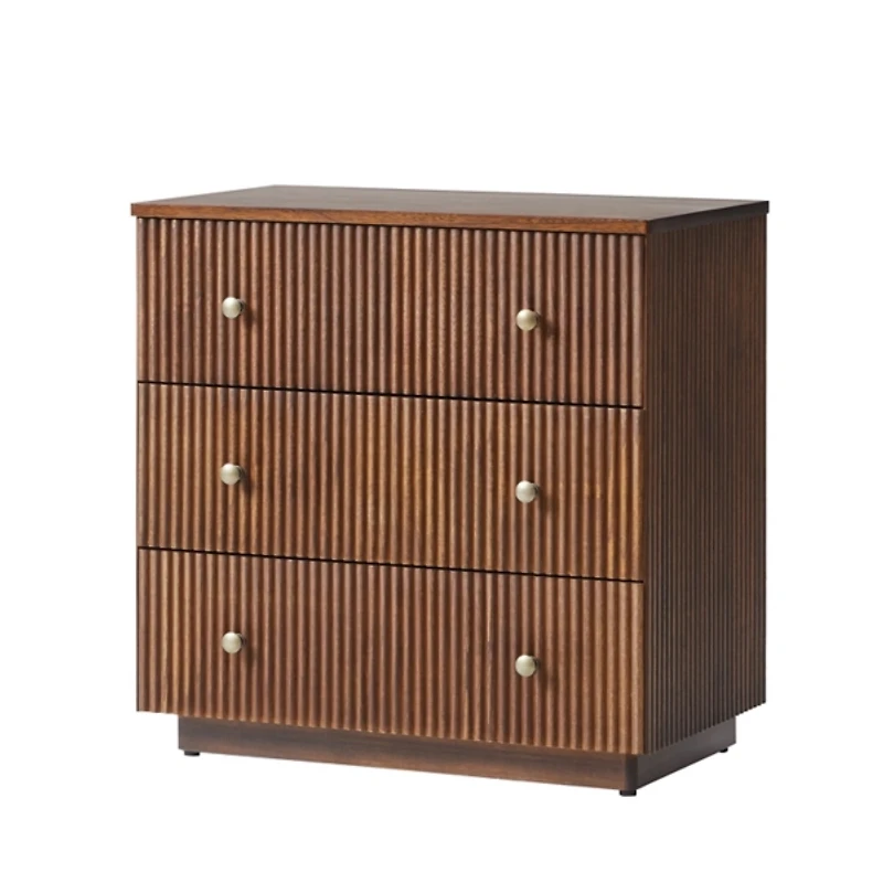 Walnut Brown 3-Drawer Albert Charging Nightstand