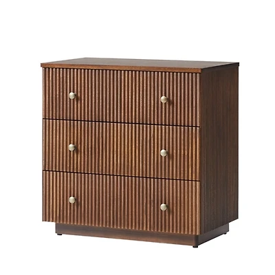 Walnut Brown 3-Drawer Albert Charging Nightstand