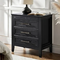 Black Wood 3-Drawer Joachim Charging Nightstand